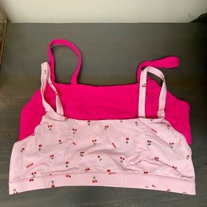 SKIMS FITS EVERYBODY SCOOP BRALETTE 2-PACK | FLAMINGO AND CHERRY PRINT